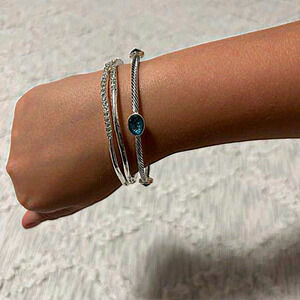 Silver Tone Bangle Bracelet‎ 3 Stack